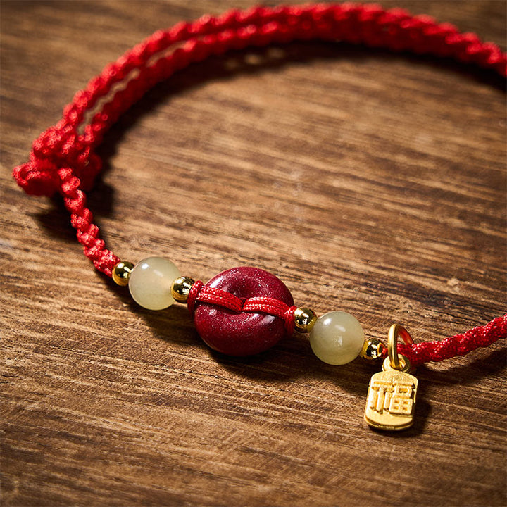 Buddha Stones Cinnabar Peace Buckle Fu Karakter Bescherming Rode Koord Hanger Armband - image 4