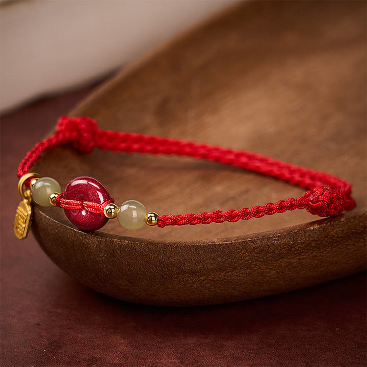 Buddha Stones Cinnabar Peace Buckle Fu Karakter Bescherming Rode Koord Hanger Armband - image 3