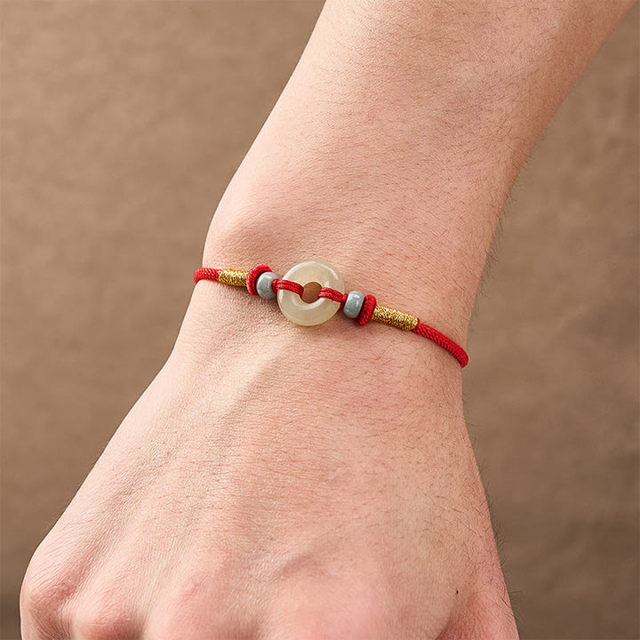 Buddha Stones Hetian Jade Vredesgesp Armband met Rood Koord - image 5