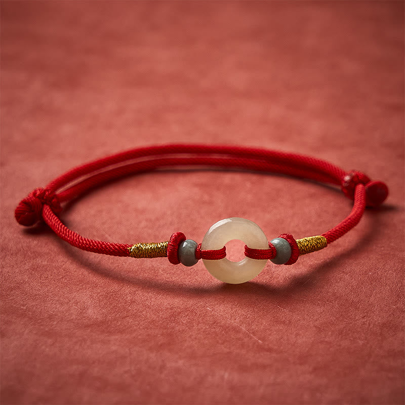 Buddha Stones Hetian Jade Vredesgesp Armband met Rood Koord - image 2
