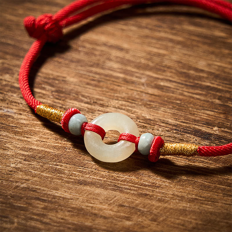 Buddha Stones Hetian Jade Vredesgesp Armband met Rood Koord - image 4