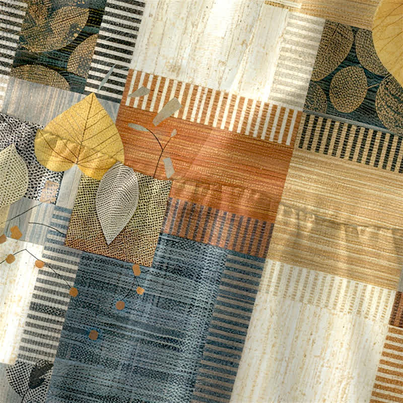 Buddha Stones Zomerse casual patchwork Midi -jurk met blad- en geometrisch patroon, Mouwloos en met Zakken voor dames. - image 1