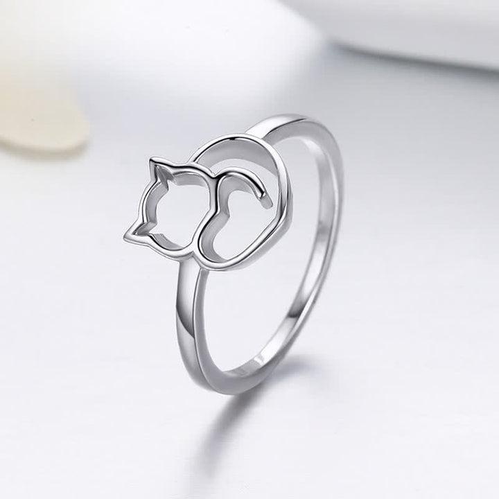 Buddha Stones Minimalistische koperen Ring in de vorm van een kat - image 1
