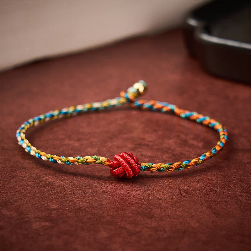 Buddha Stones Handgeweven, kleurrijke rode armband Armband bescherming - image 4