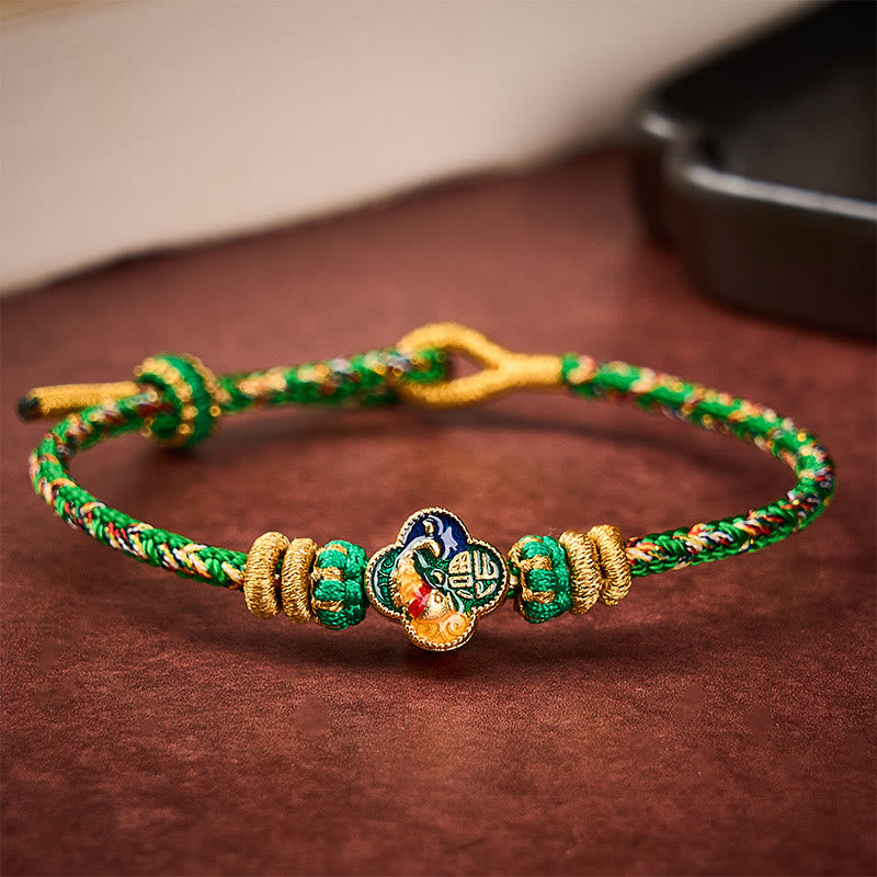 Buddha Stones Handgeweven touwarmband met koi-vismotief en Fu- Armband. - image 2