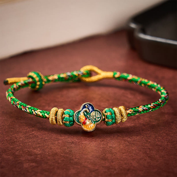 Buddha Stones Handgeweven touwarmband met koi-vismotief en Fu- Armband. - image 2
