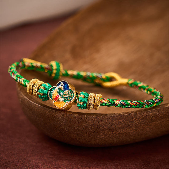 Buddha Stones Handgeweven touwarmband met koi-vismotief en Fu- Armband. - Groen (Polsomtrek: 5,51-7,48 inch / 14-19 cm) - image 0