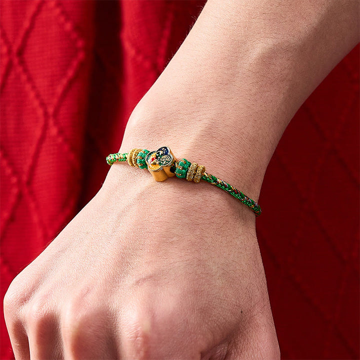 Buddha Stones Handgeweven touwarmband met koi-vismotief en Fu- Armband. - image 12