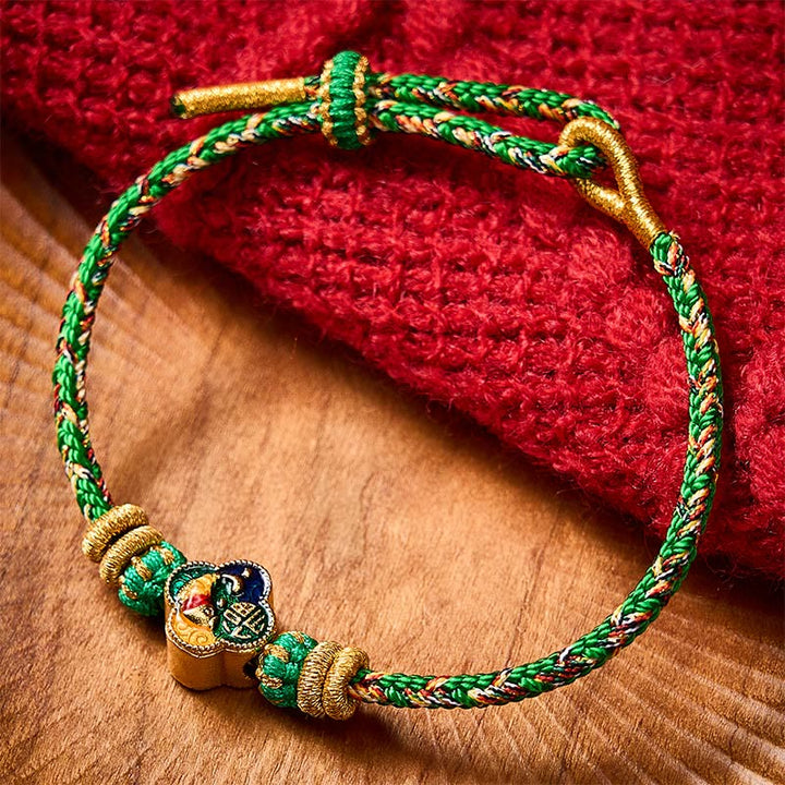 Buddha Stones Handgeweven touwarmband met koi-vismotief en Fu- Armband. - image 1