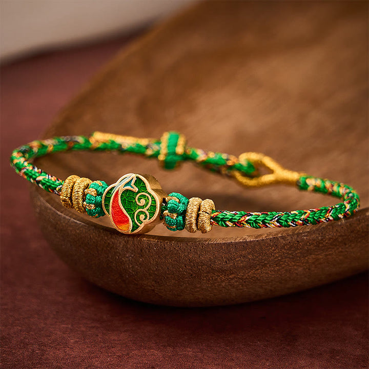 Buddha Stones Handgeweven touwarmband met Koi- Armband - Groen (Polsomtrek: 5,51-7,48 inch / 14-19 cm) - image 0