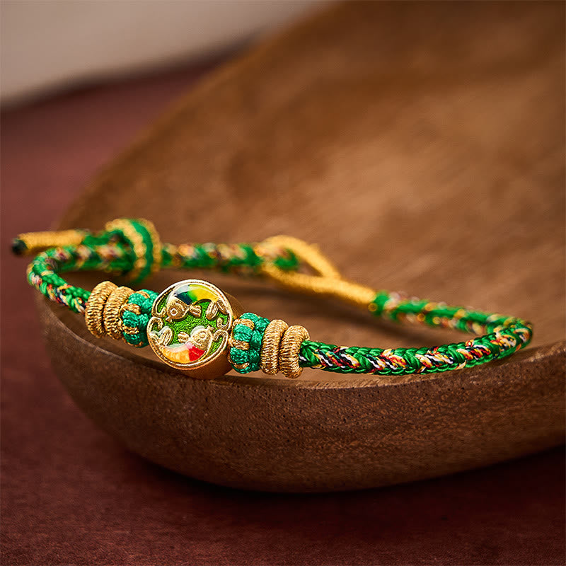 Buddha Stones Handgeweven touwarmband met dubbele koi- Armband - image 3