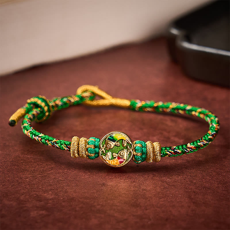 Buddha Stones Handgeweven touwarmband met dubbele koi- Armband - image 2