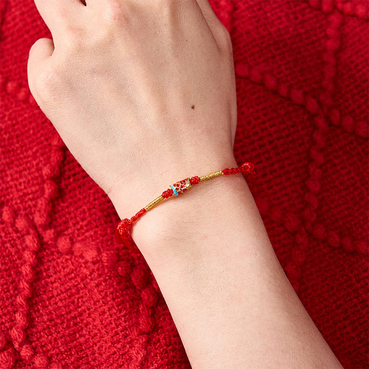 Buddha Stones Handgeweven rode koord gelukskoi vis verstelbare koperen Armband - image 4