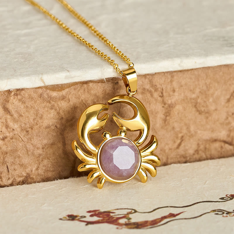 Buddha Stones Vergulde Ketting met amethist en krabmotief voor innerlijke rust - image 3