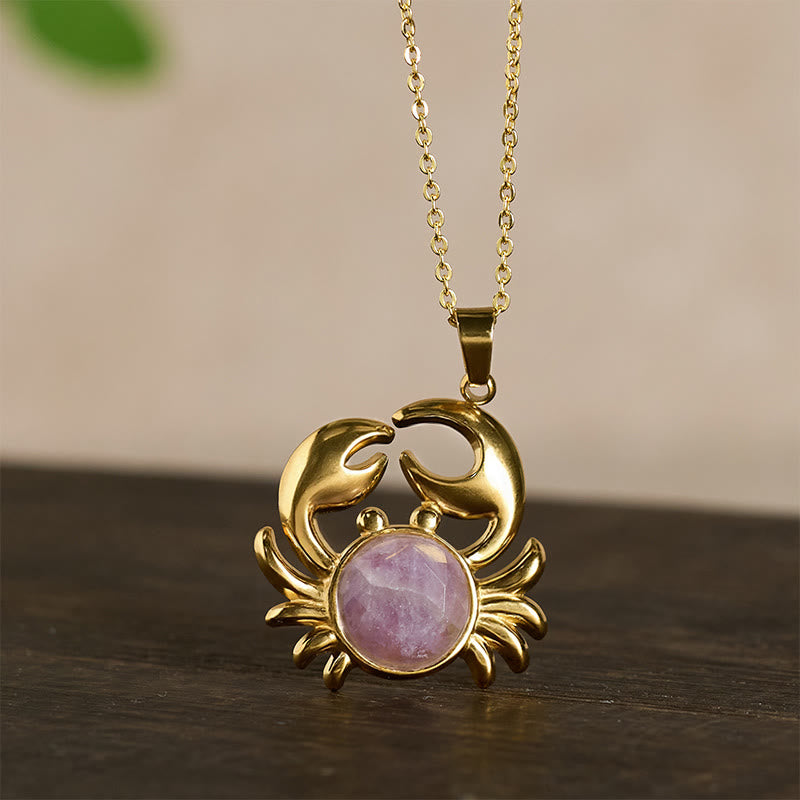 Buddha Stones Vergulde Ketting met amethist en krabmotief voor innerlijke rust - image 4