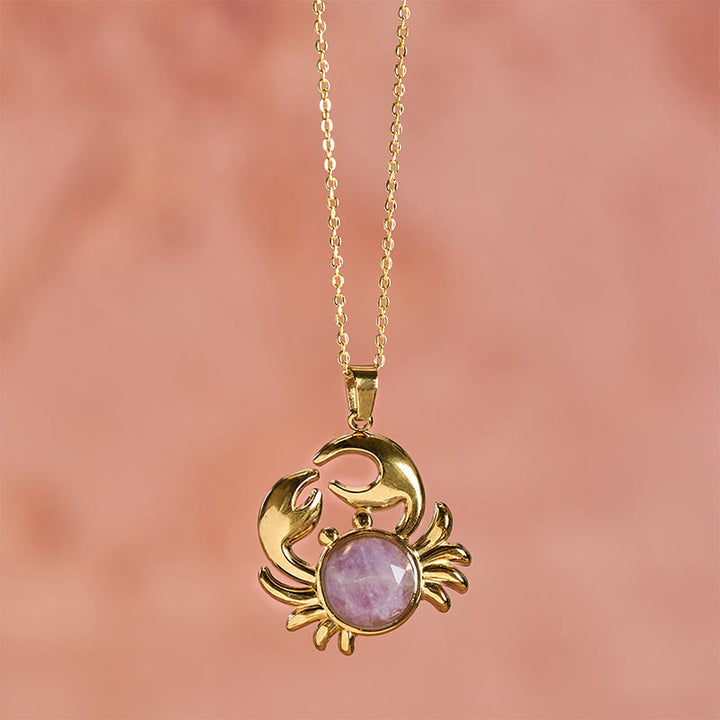Buddha Stones Vergulde Ketting met amethist en krabmotief voor innerlijke rust - image 2