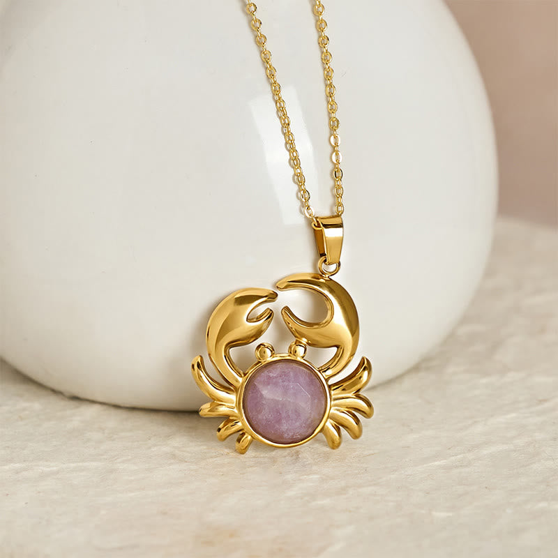 Buddha Stones Vergulde Ketting met amethist en krabmotief voor innerlijke rust - image 1