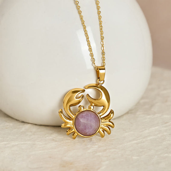 Buddha Stones Vergulde Ketting met amethist en krabmotief voor innerlijke rust - image 1