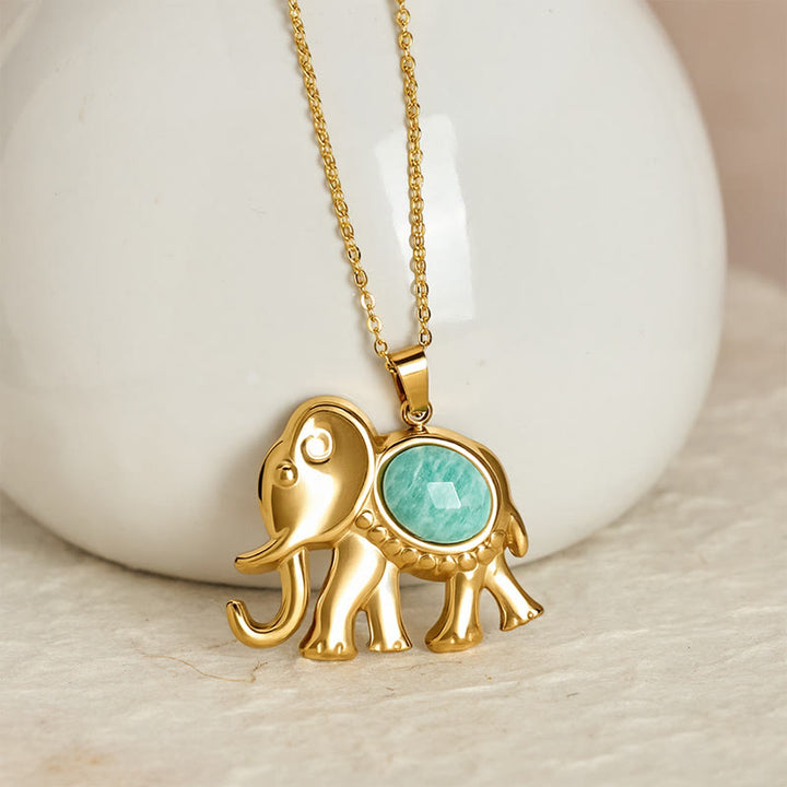 Buddha Stones Vergulde tijgeroog olifant Ketting - image 14