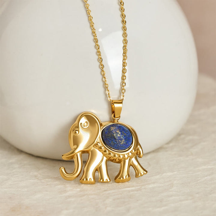 Buddha Stones Vergulde tijgeroog olifant Ketting - image 8