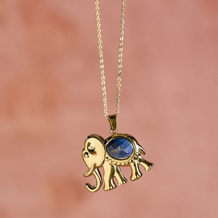 Buddha Stones Vergulde tijgeroog olifant Ketting - image 10
