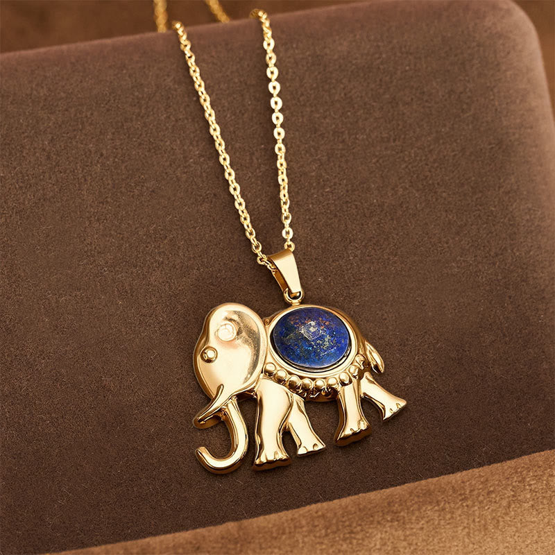 Buddha Stones Vergulde tijgeroog olifant Ketting - Lapis Lazuli (Wijsheid ♥ Waarheid) - image 7