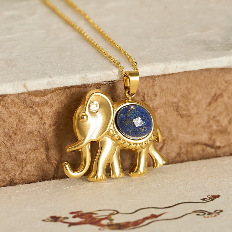 Buddha Stones Vergulde tijgeroog olifant Ketting - image 9
