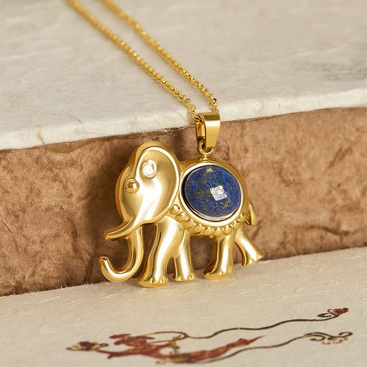 Buddha Stones Vergulde tijgeroog olifant Ketting - image 9