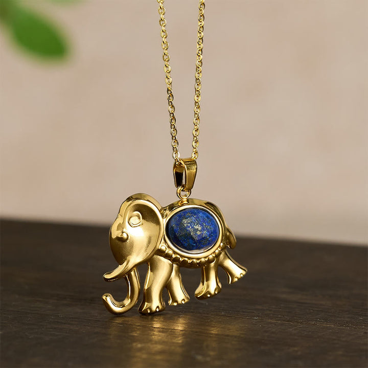 Buddha Stones Vergulde tijgeroog olifant Ketting - image 11