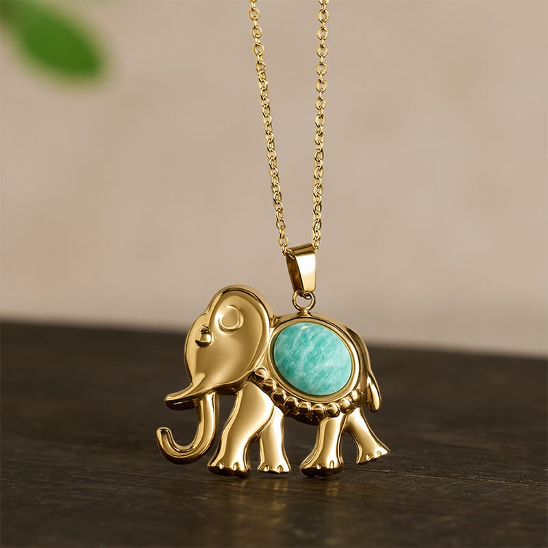 Buddha Stones Vergulde tijgeroog olifant Ketting - image 17