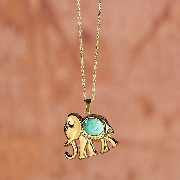 Buddha Stones Vergulde tijgeroog olifant Ketting - image 16