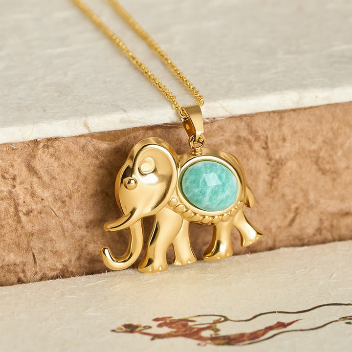 Buddha Stones Vergulde tijgeroog olifant Ketting - image 15