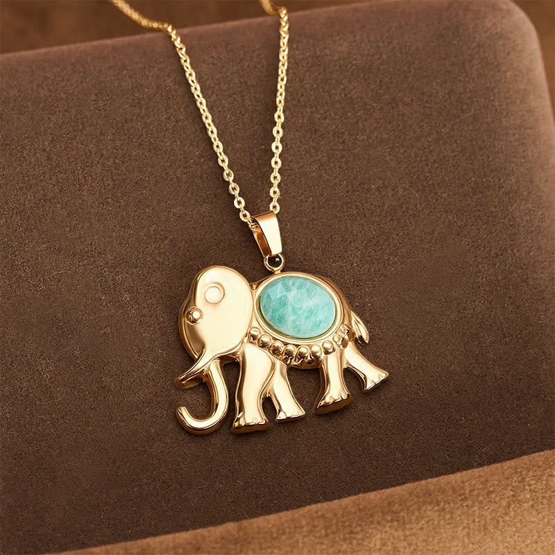Buddha Stones Vergulde tijgeroog olifant Ketting - Amazoniet (Waarheid ♥ Communicatie) - image 13