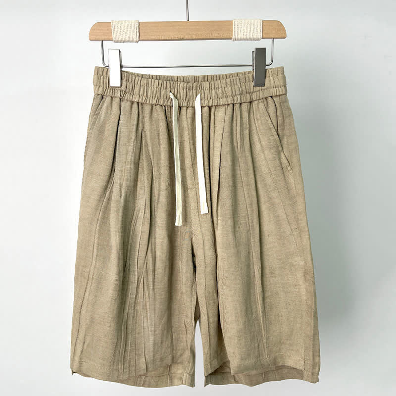 Buddha Stones Zomerse casual herenshorts met trekkoord, elastische Taille en Zakken. - Bruinen - US/UK/AU44, EU54 (4XL) - image 0