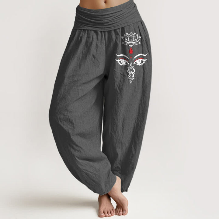 Buddha Stones Witte damesharembroek van 100% Cotton met lotusoogpatroon en elastische Taille - Donkergrijs - US16, UK/AU20, EU48 (3XL) - image 8