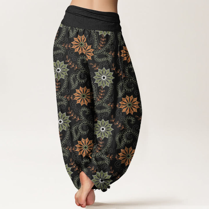 Buddha Stones Dames harembroek met elastische Taille en mandala-rankpatroon van katoen - image 2