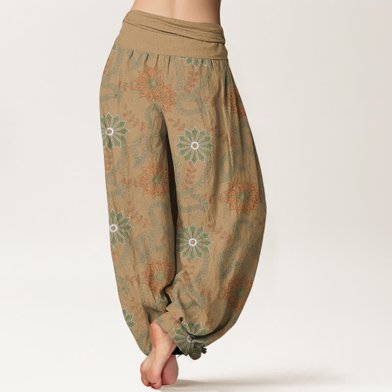 Buddha Stones Dames harembroek met elastische Taille en mandala-rankpatroon van katoen - image 7