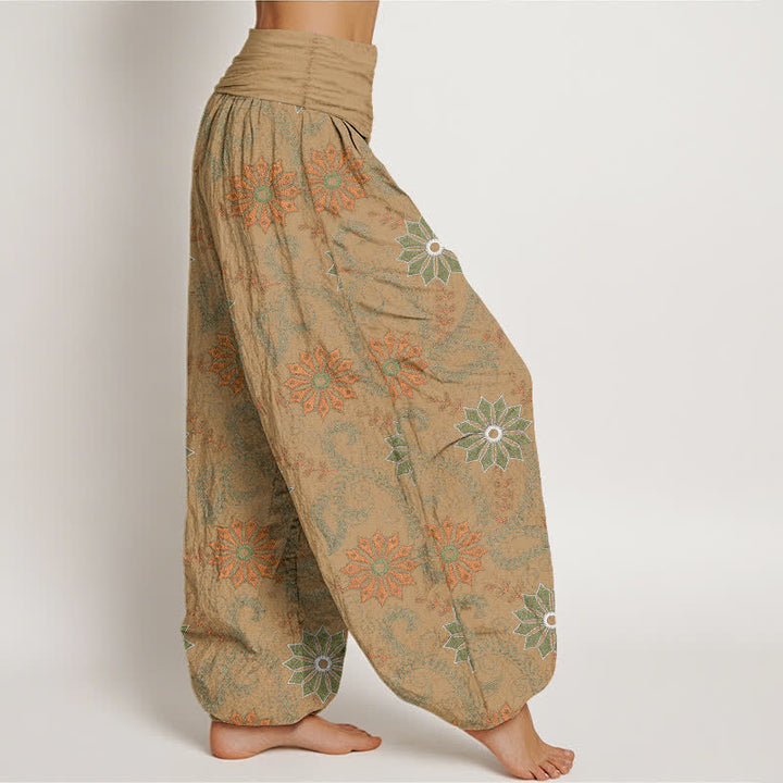Buddha Stones Dames harembroek met elastische Taille en mandala-rankpatroon van katoen - image 6