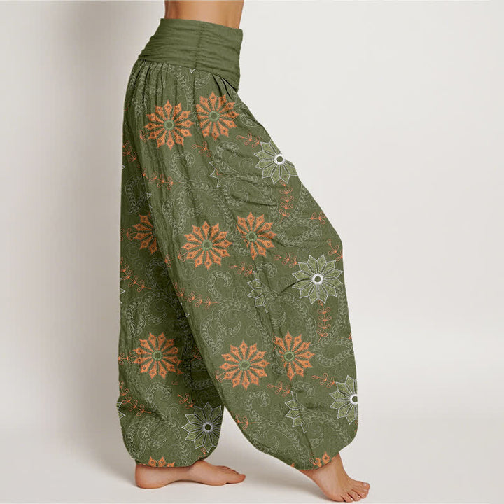 Buddha Stones Dames harembroek met elastische Taille en mandala-rankpatroon van katoen - image 9