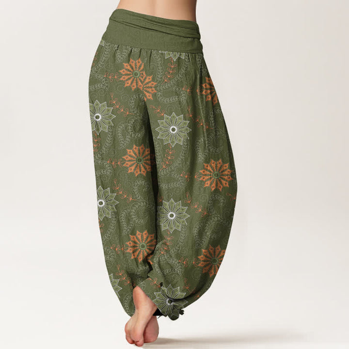 Buddha Stones Dames harembroek met elastische Taille en mandala-rankpatroon van katoen - image 10