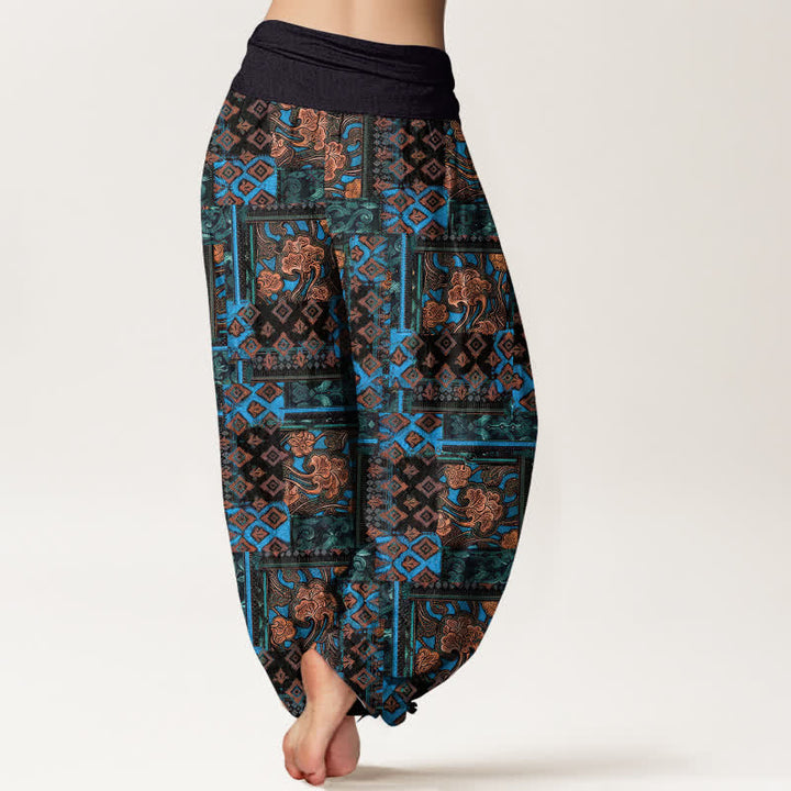Buddha Stones Harembroek voor dames met elastische Taille en bohemian geometrisch patroon van 100% Cotton - image 2