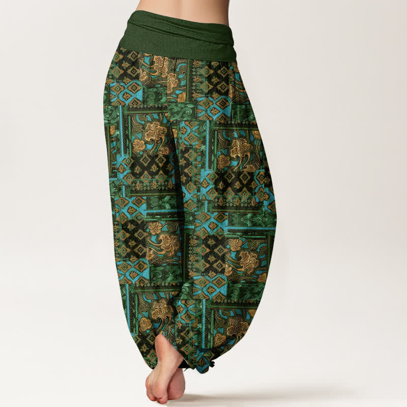 Buddha Stones Harembroek voor dames met elastische Taille en bohemian geometrisch patroon van 100% Cotton - image 7