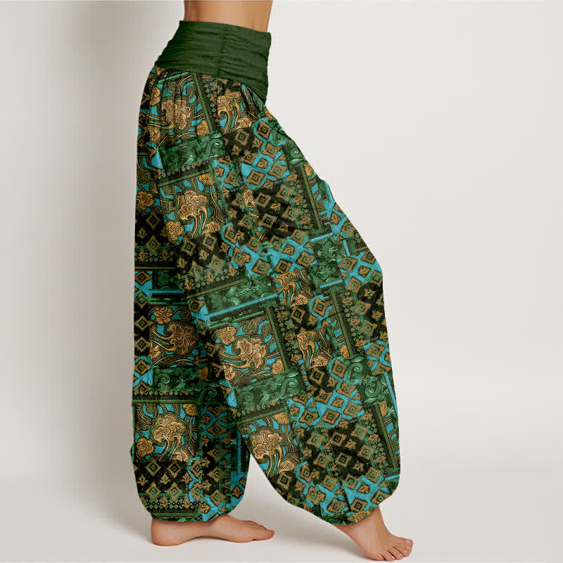 Buddha Stones Harembroek voor dames met elastische Taille en bohemian geometrisch patroon van 100% Cotton - image 6