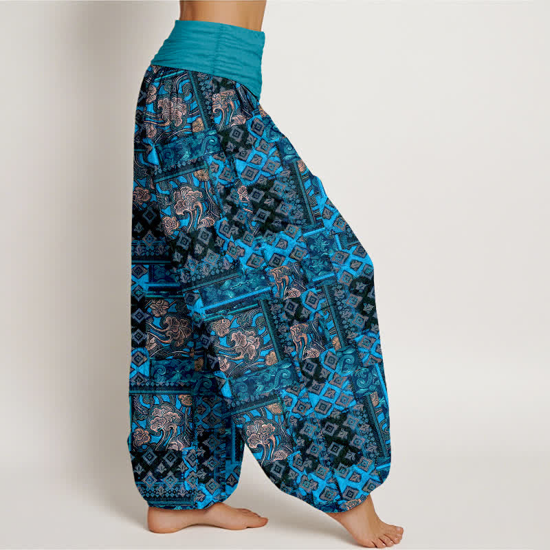 Buddha Stones Harembroek voor dames met elastische Taille en bohemian geometrisch patroon van 100% Cotton - image 9