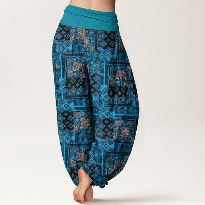 Buddha Stones Harembroek voor dames met elastische Taille en bohemian geometrisch patroon van 100% Cotton - image 10