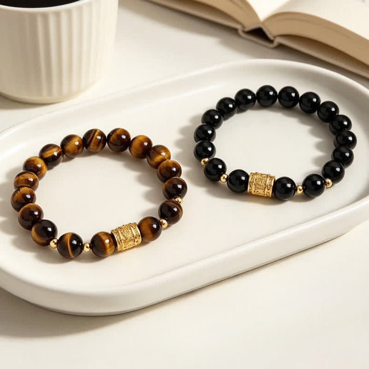 Buddha Stones Armband met kralen van tijgeroog en zwarte obsidiaan voor moed. - image 19