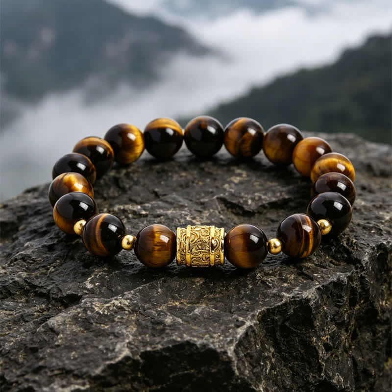Buddha Stones Armband met kralen van tijgeroog en zwarte obsidiaan voor moed. - Tijgeroog (Zelfvertrouwen ♥ Focus) - image 0