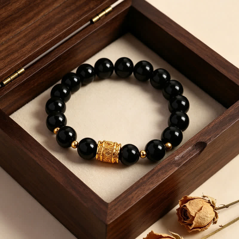 Buddha Stones Armband met kralen van tijgeroog en zwarte obsidiaan voor moed. - image 13