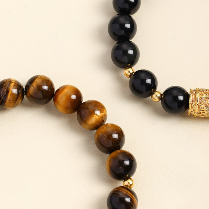 Buddha Stones Armband met kralen van tijgeroog en zwarte obsidiaan voor moed. - image 20
