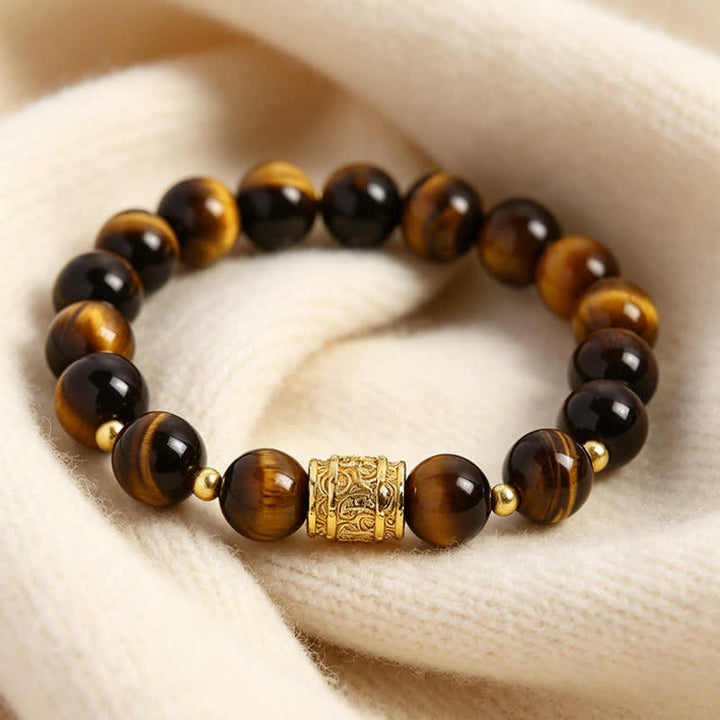 Buddha Stones Armband met kralen van tijgeroog en zwarte obsidiaan voor moed. - image 2